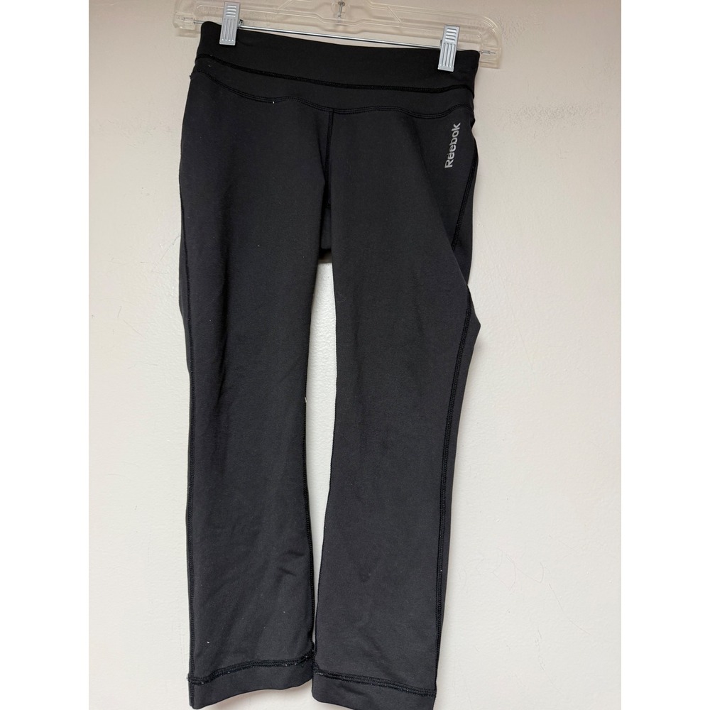 Reebok PlayDry Black Cropped Capri Leggings Womens XS Activewear‎ Training Pants